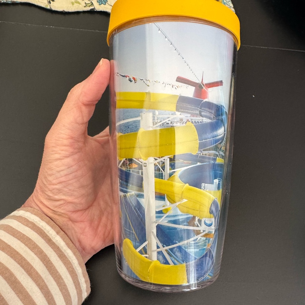 Carnival Cruise Tervis brand Yellow and Blue Water Slide Tumbler